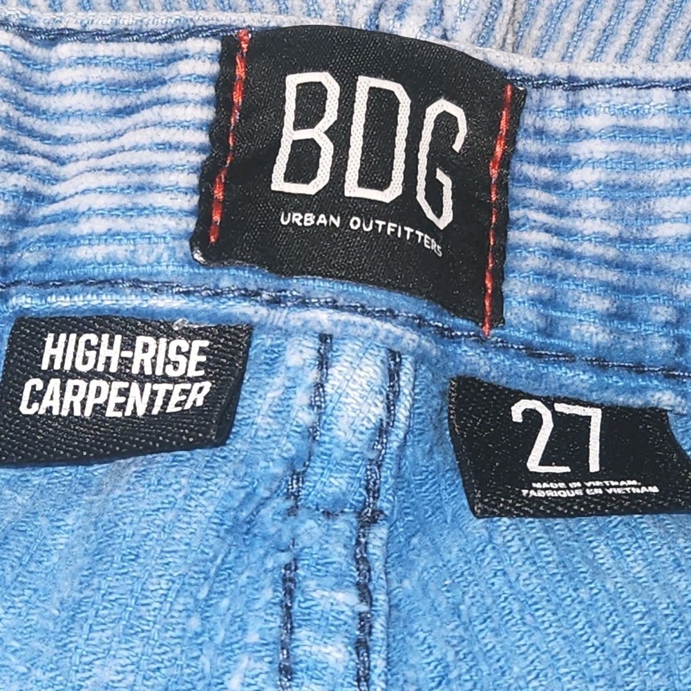 BDG Light Blue Striped Cargo Shorts - Picture 3 of 8